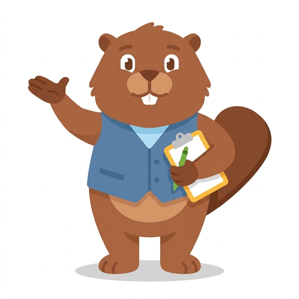 Barnaby the Beaver, the guide who teaches the Starting a Business That Lasts course