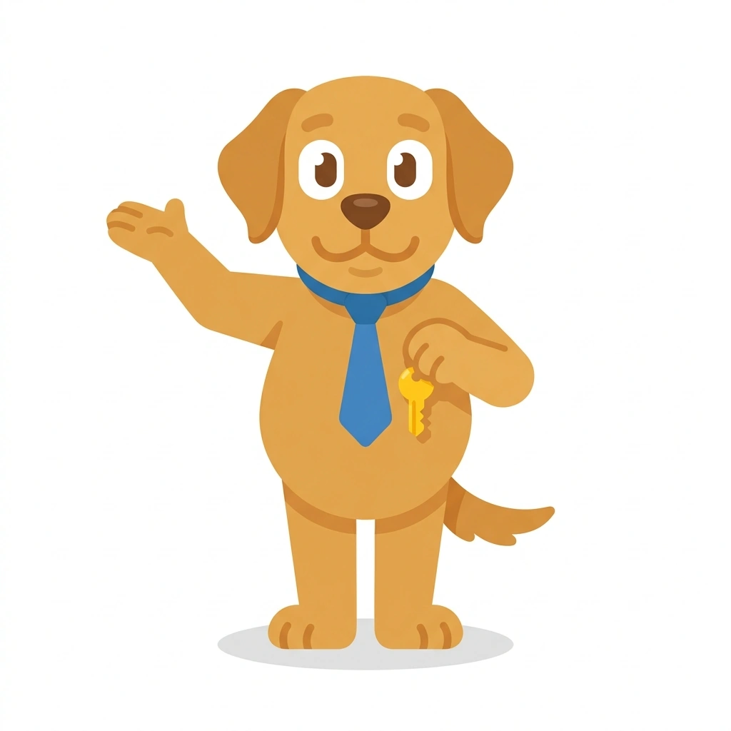 Reese the Retriever, the guide who teaches the Renting vs Buying Real Estate course