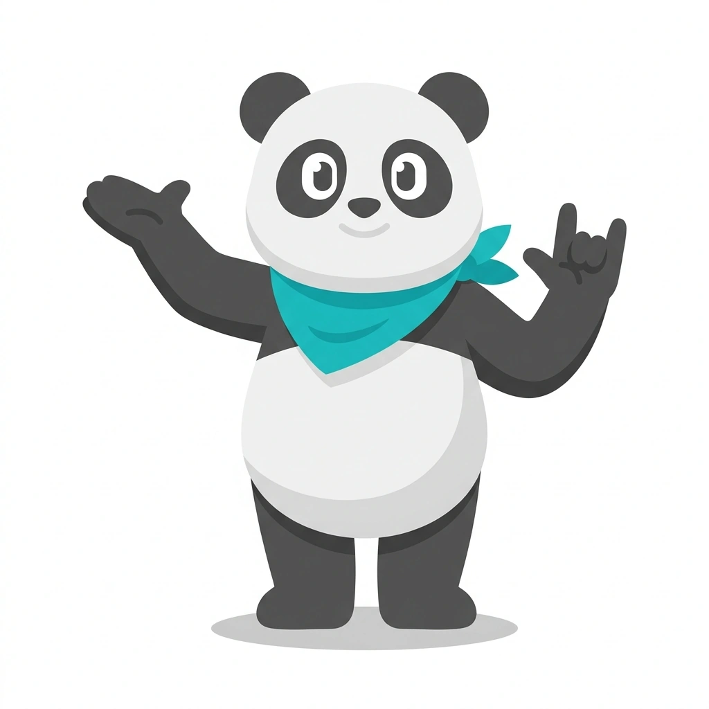 Pippa the Panda, the guide who teaches the Everyday American Sign Language course
