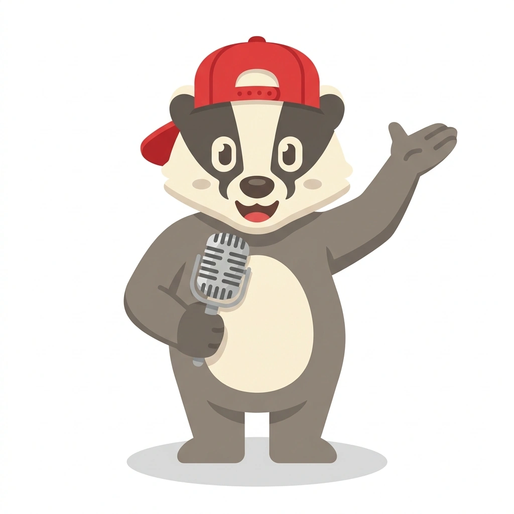 Barnaby the Badger, the guide who teaches the Beatbox from Scratch course