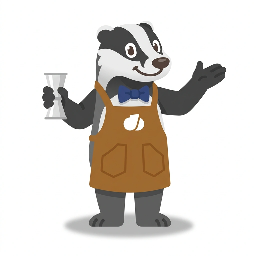 Barley the Badger, the guide who teaches the Cocktail Mechanics and Craft Bartending course
