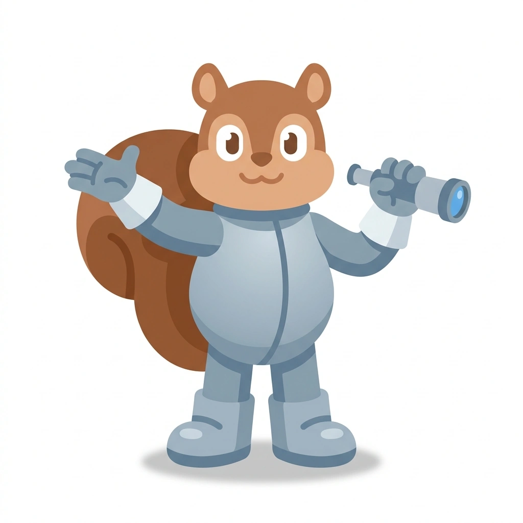 Sputnik the Squirrel, the guide who teaches the How to Leave the Planet course