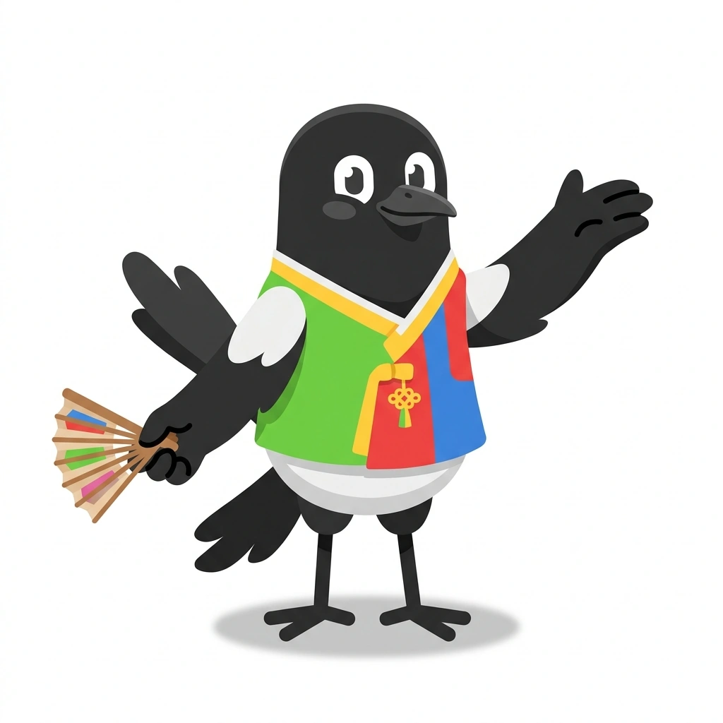 Kkachi the Magpie, the guide who teaches the How Korean Culture Works course