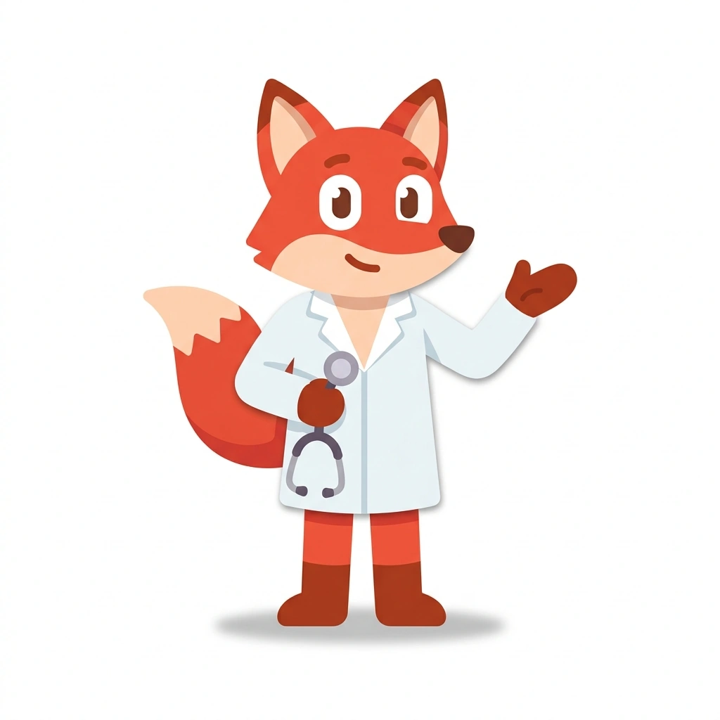 Fredi der Fuchs, the guide who teaches the Physische Erkrankungen verstehen course