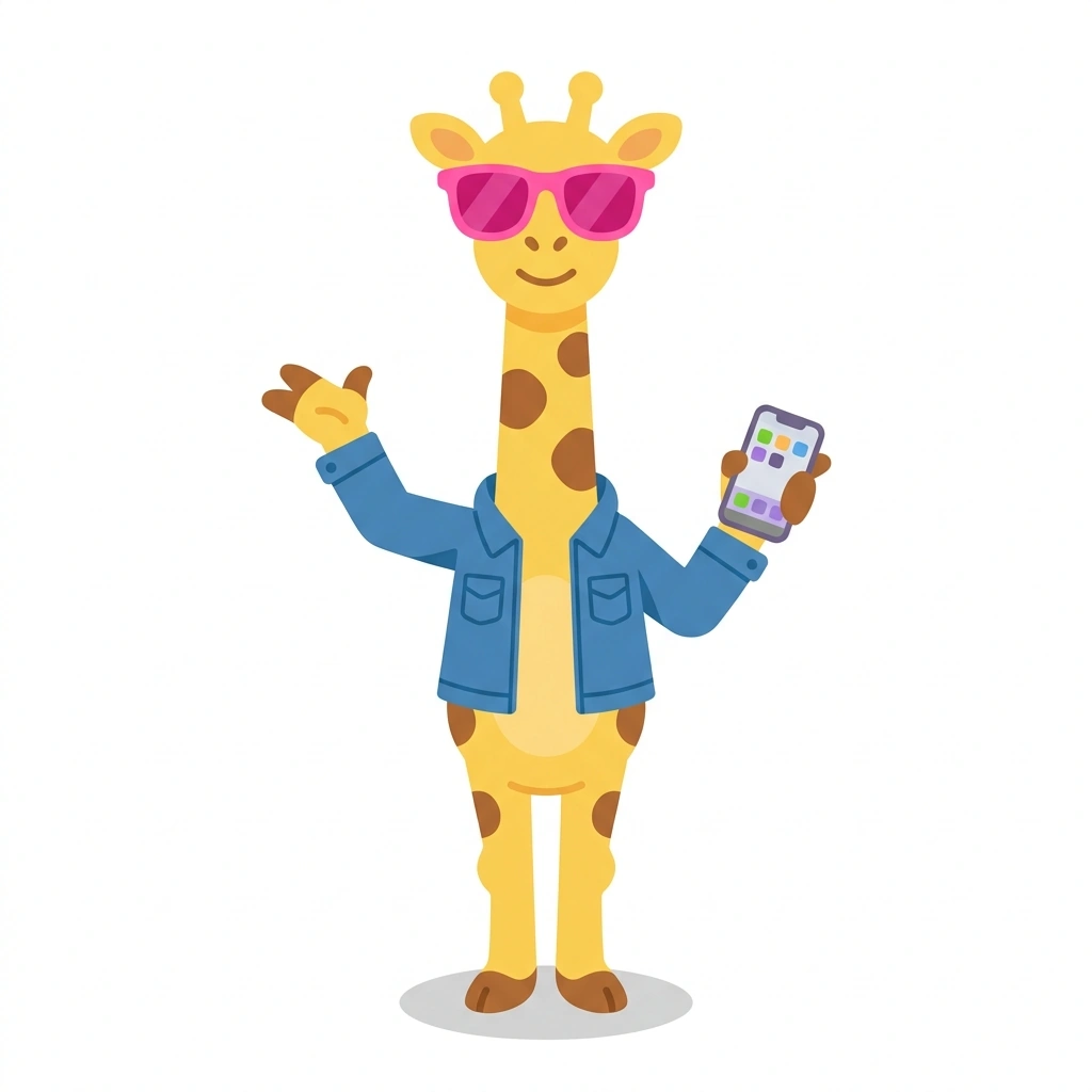 Gigi the Giraffe, the guide who teaches the Becoming an Adult course