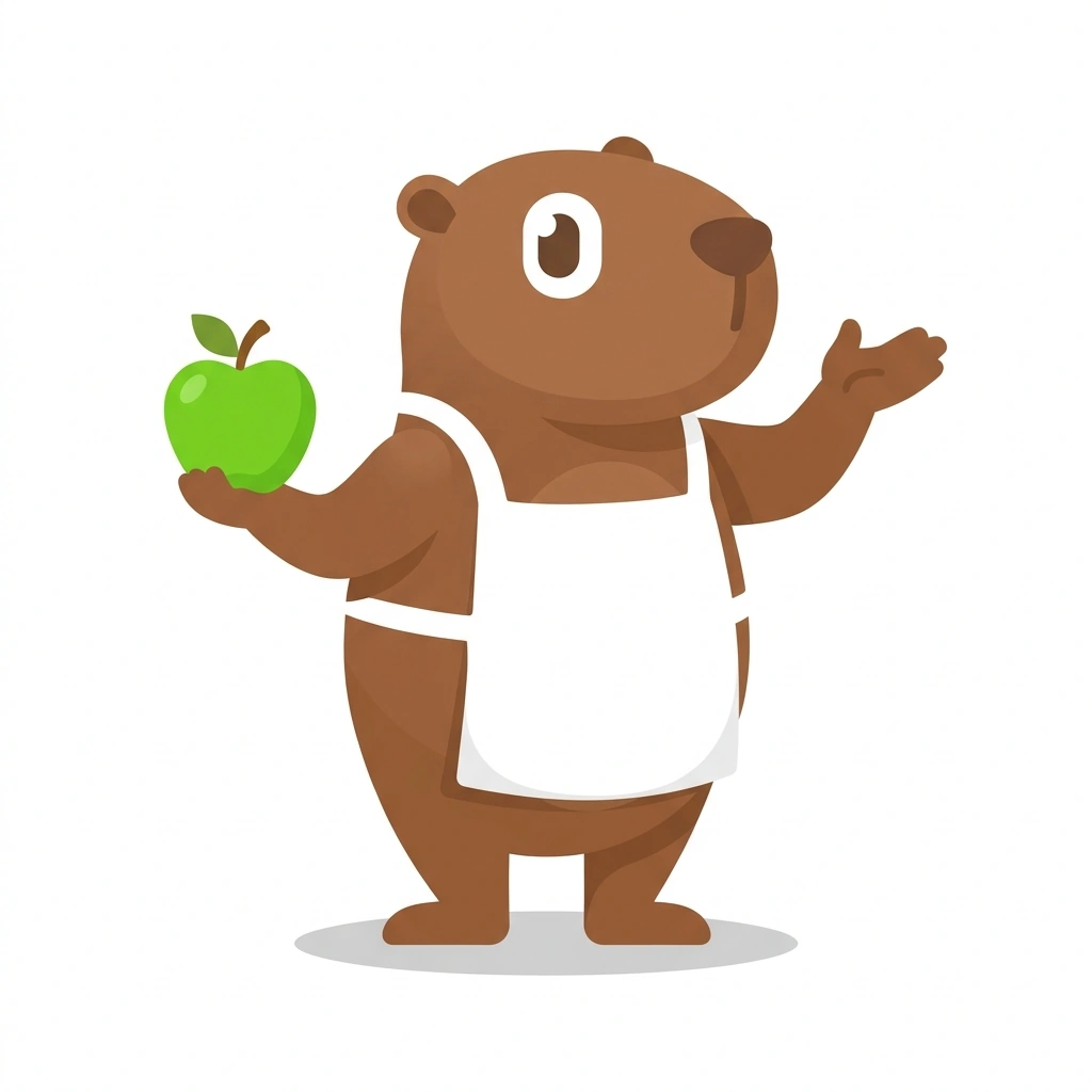 Nori the Nutria, the guide who teaches the How Your Body Uses Food course