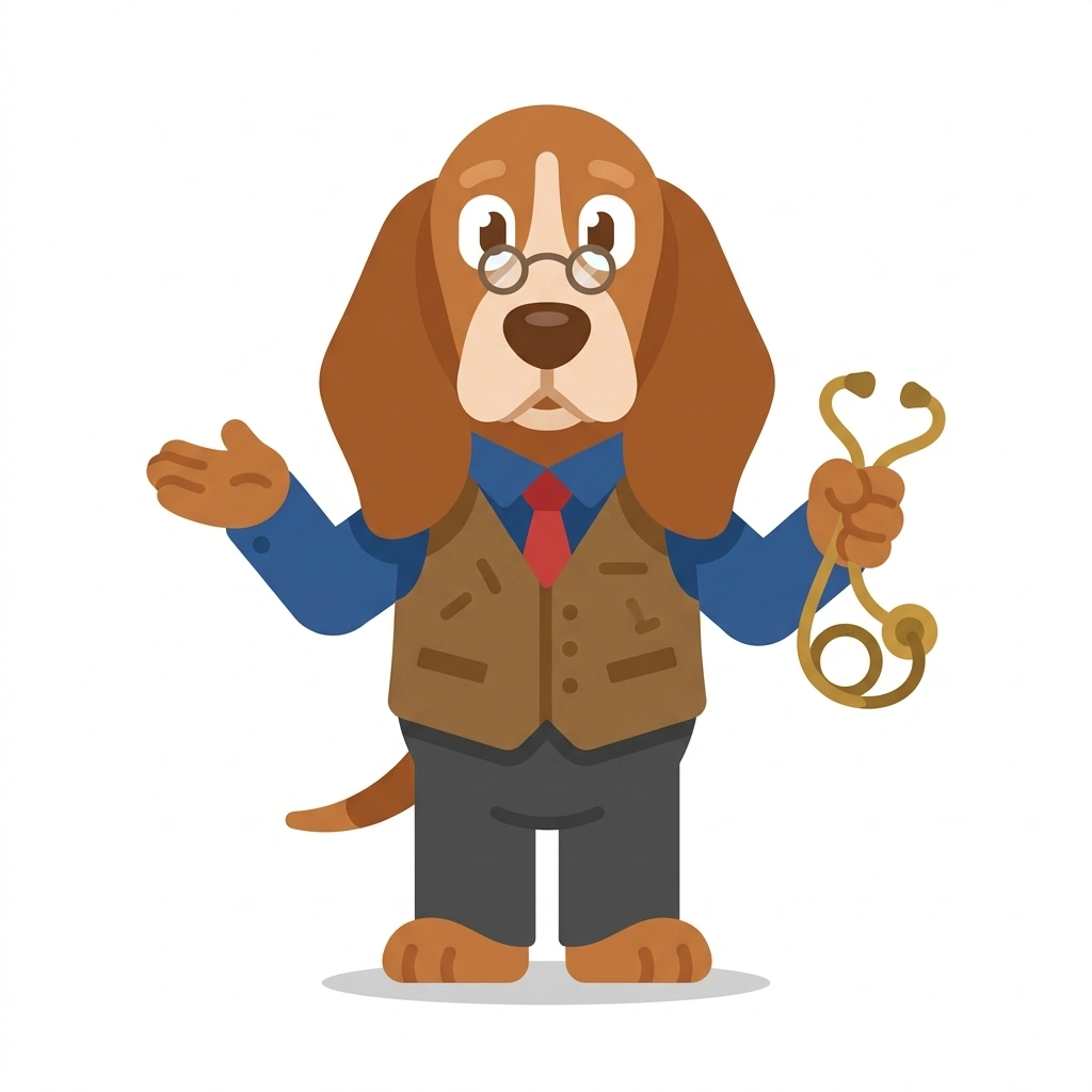 Harvey the Hound, the guide who teaches the Medicine Through Time course