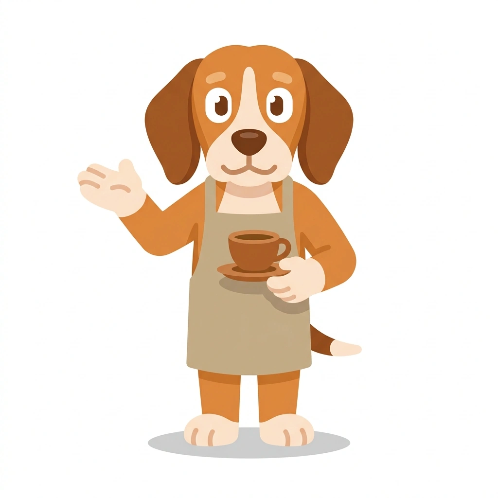 Brew the Beagle, the guide who teaches the Decoding the Espresso Menu course