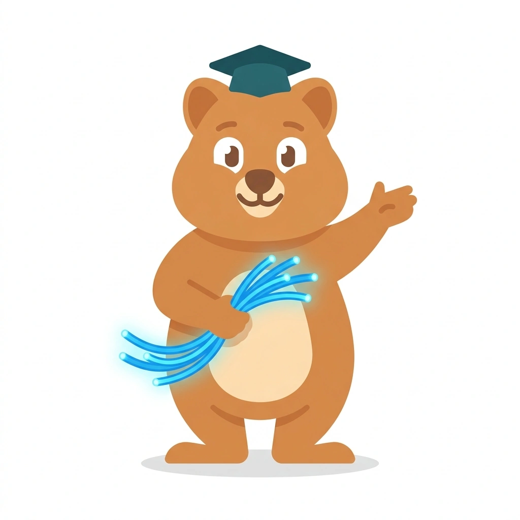 Quincy the Quokka, the guide who teaches the How Quantum Networks Work course