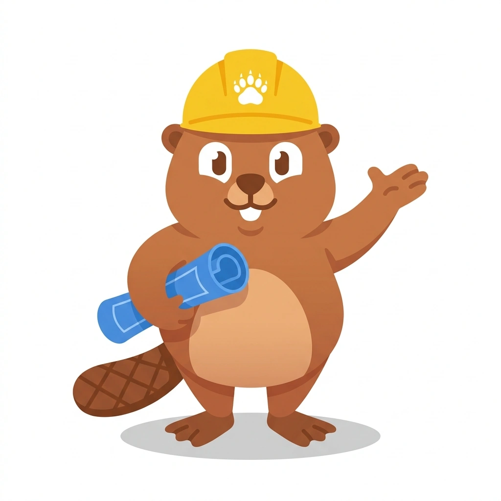 Bruno the Beaver, the guide who teaches the Architektur: Form, Konstruktion und Norm course