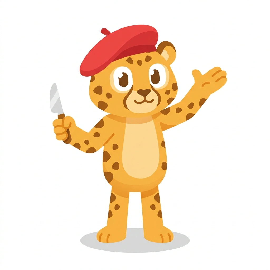 Cheddar the Cheetah, the guide who teaches the Tasting and Pairing Cheese course