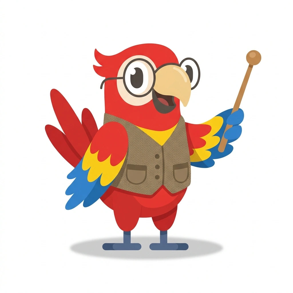 Paco the Parrot, the guide who teaches the Primeras conversaciones en español course