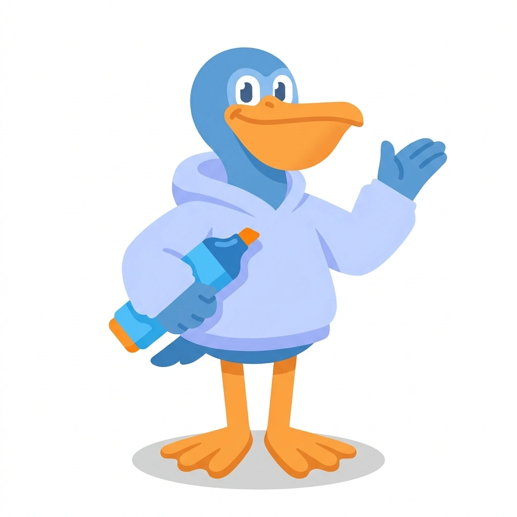 Pip the Pelican, the guide who teaches the Writing Clear, Concise Explanations course