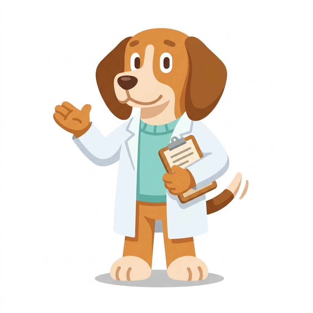 Barnaby the Beagle, the guide who teaches the Biostatistics in Practice course