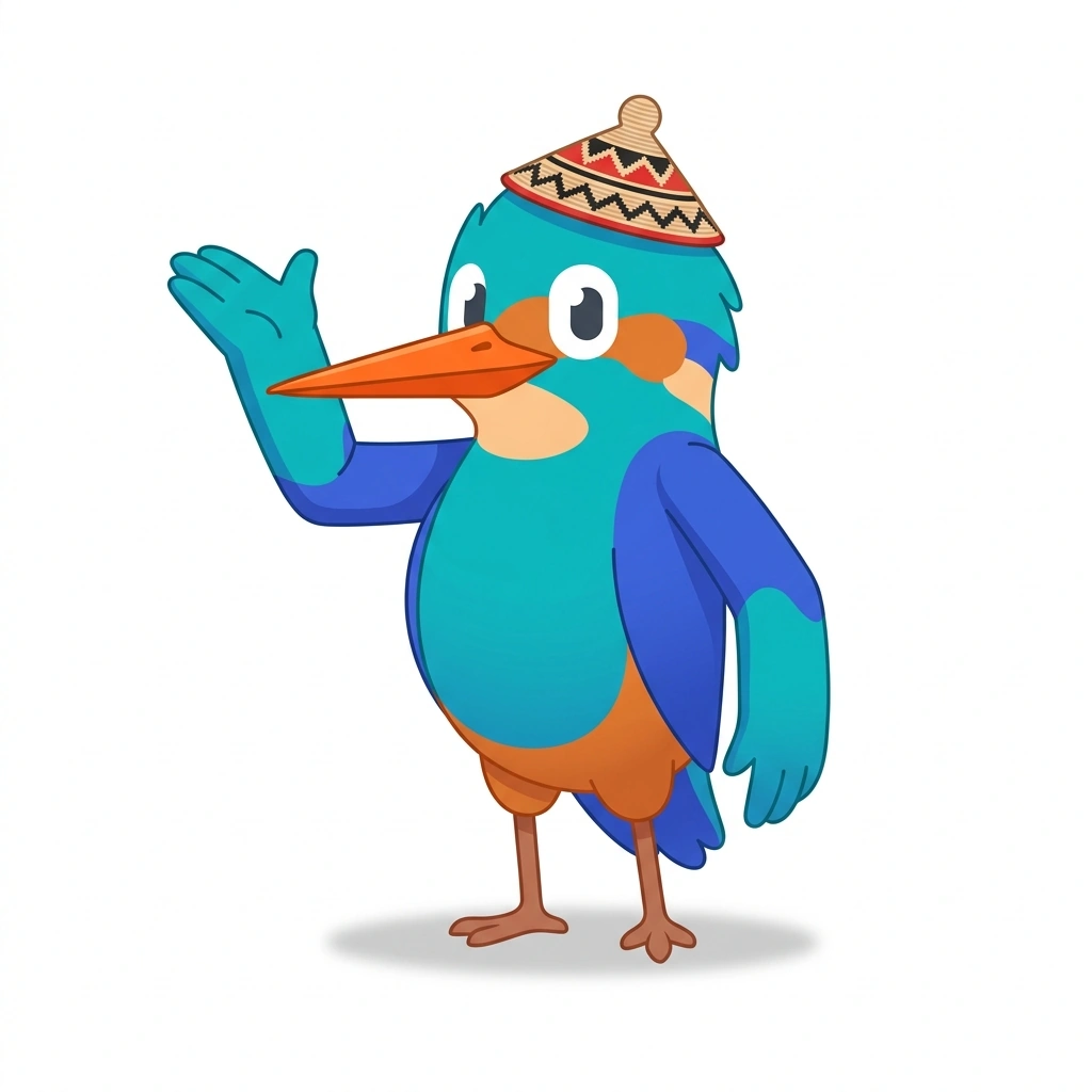 Koko the Kingfisher, the guide who teaches the Kinyarwanda in Context course