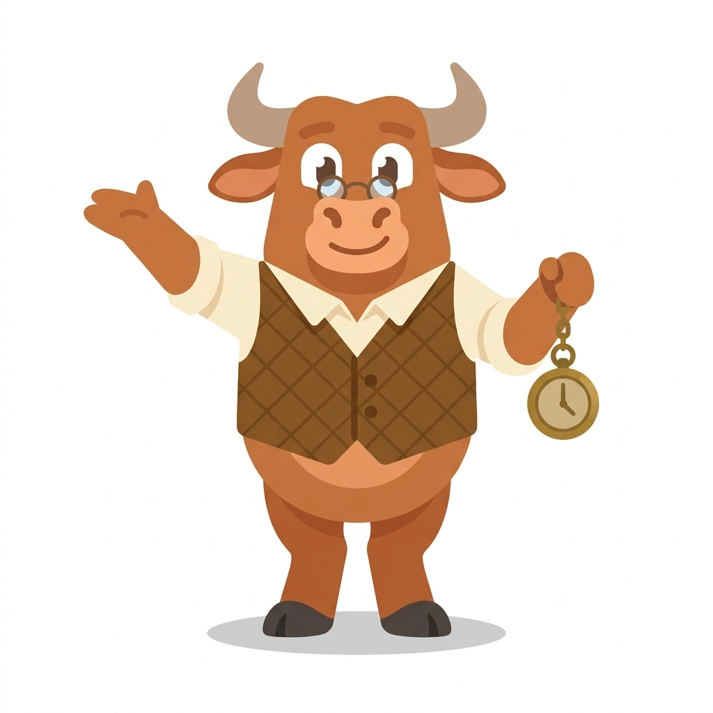 Barnaby the Bull, the guide who teaches the Economics of Market Trading course