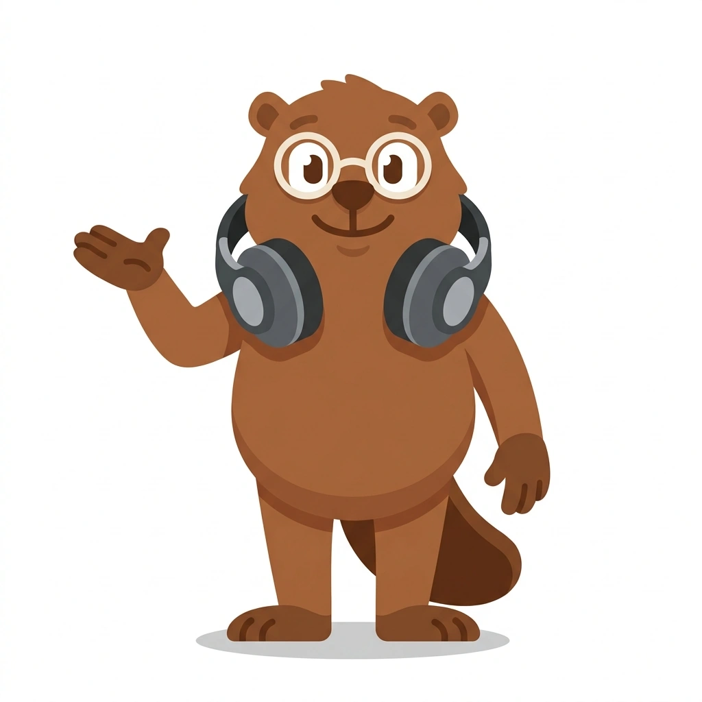 Beatsy the Beaver, the guide who teaches the Making Your First Song course