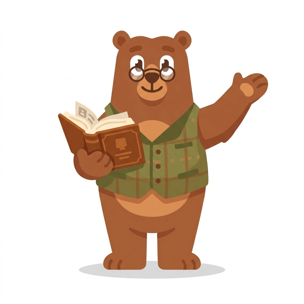 Barnaby the Bardic Bear, the guide who teaches the Conversational English: Idioms and Phrasal Verbs course