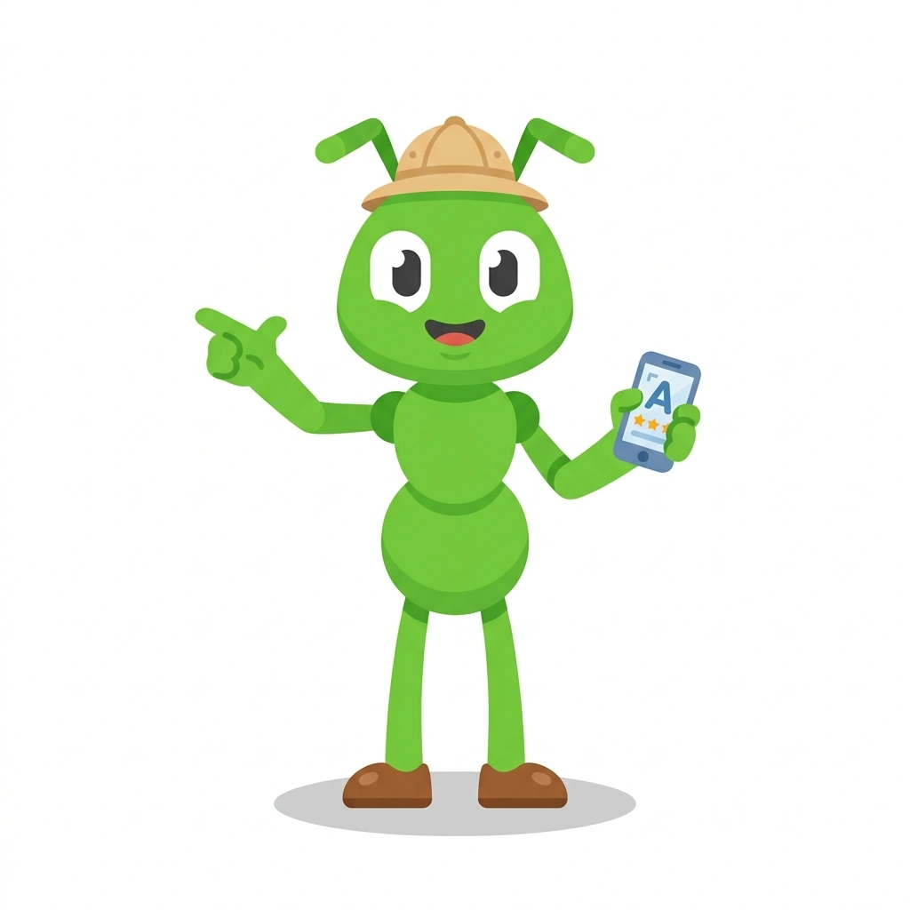 Andy the Ant, the guide who teaches the Backyard Nature Photography on Android course
