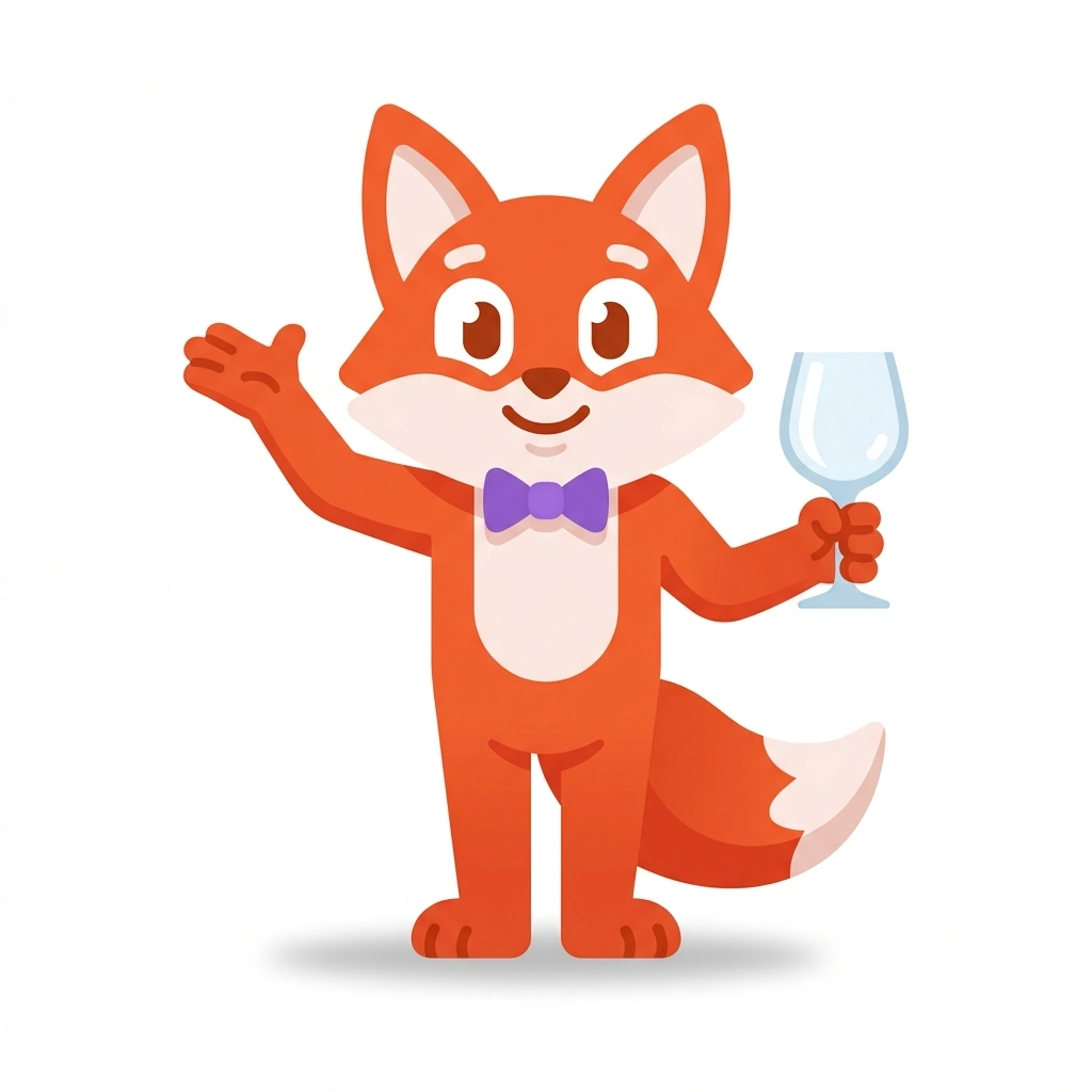 Vinnie the Vineyard Fox, the guide who teaches the Decoding the Glass course