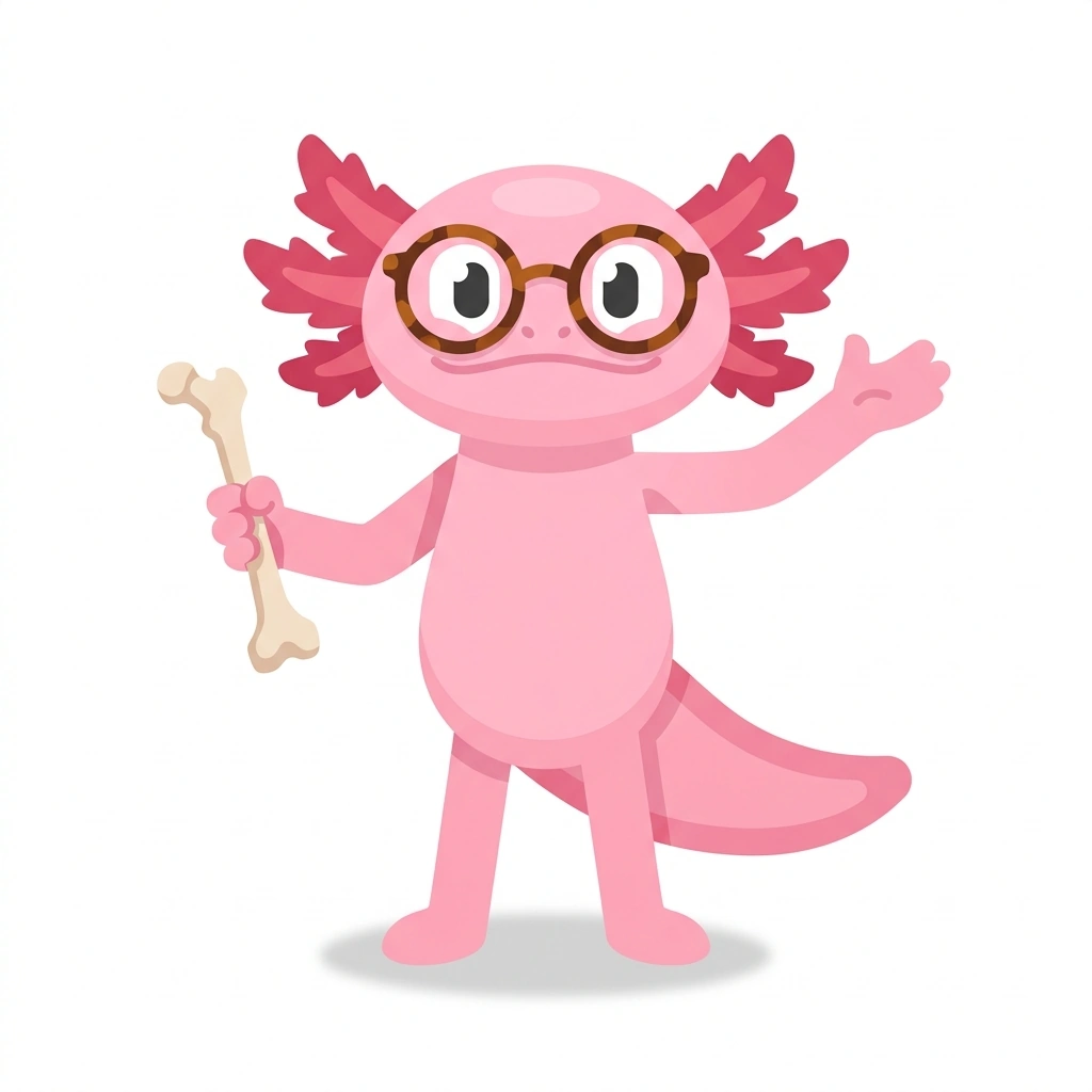 Atlas the Axolotl, the guide who teaches the Functional Anatomy: Architecture of Motion course