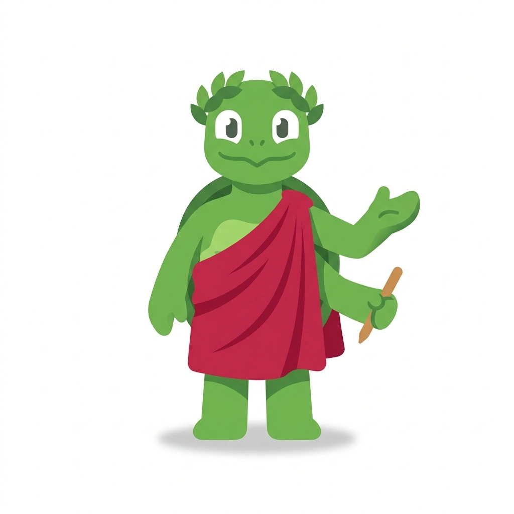 Titus the Turtle, the guide who teaches the Latin Relative Clauses course