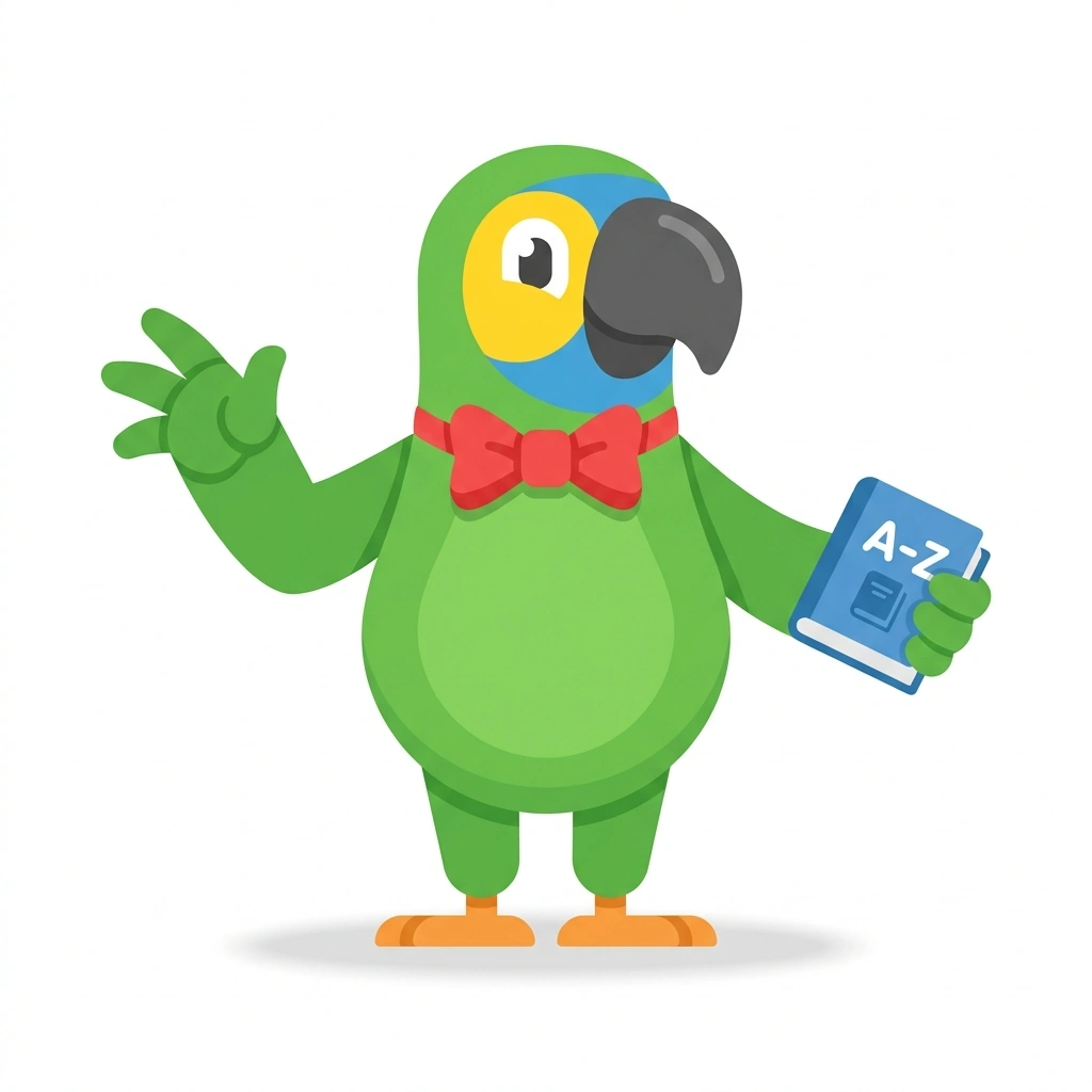 بيتر الببغاء, the guide who teaches the الإنجليزية خطوة بخطوة course