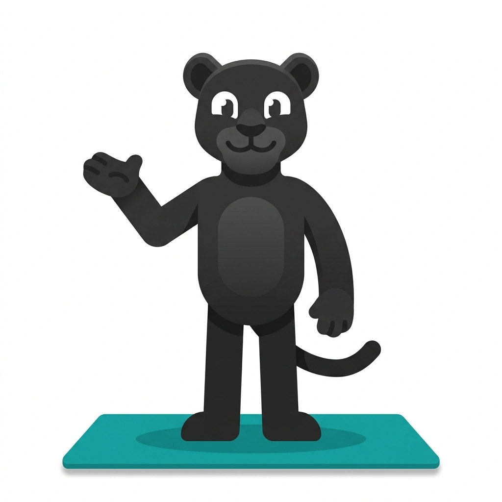 Pip the Panther, the guide who teaches the Pilates from the Center Out course