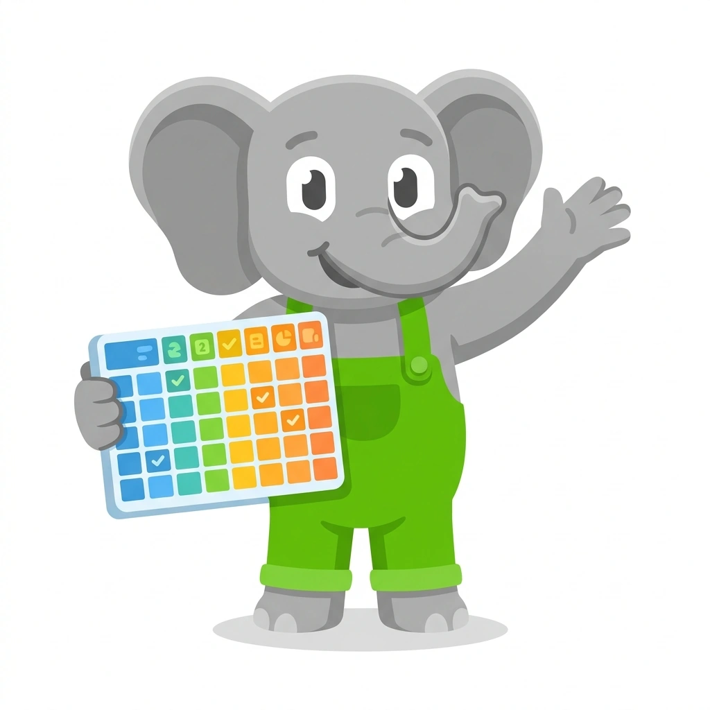 Excalibur the Elephant, the guide who teaches the Dynamic Excel Workflows course