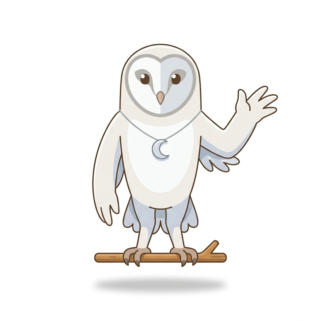 Bramble the Barn Owl, the guide who teaches the Wicca and Catholic Witchcraft course