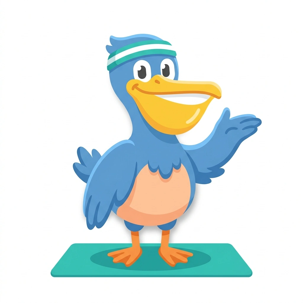 Perry the Pelican, the guide who teaches the The Pilates Pelvic Floor course