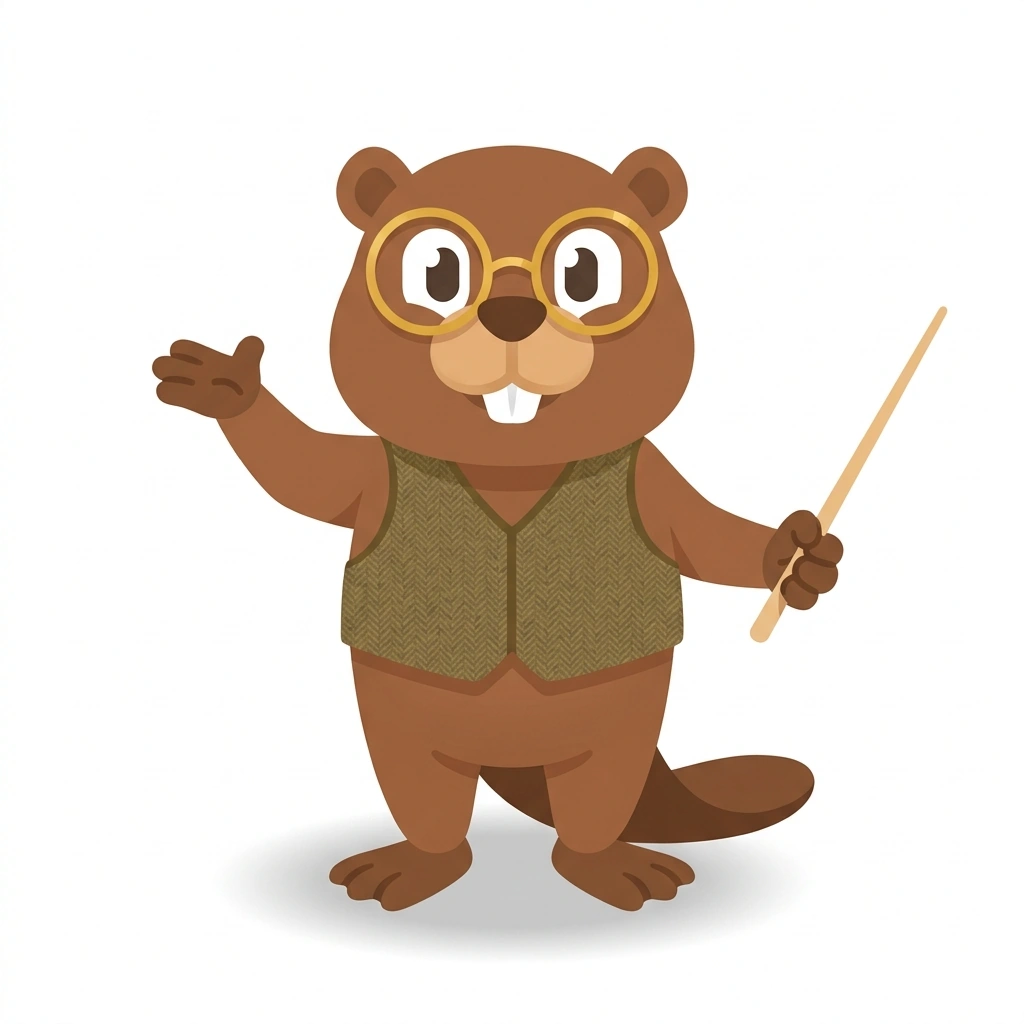 Byte the Beaver, the guide who teaches the How Code Works course