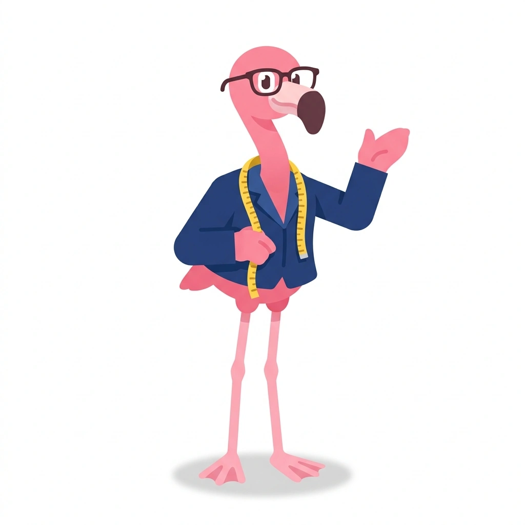 Felix the Flamingo, the guide who teaches the Everyday Fashion and Style course