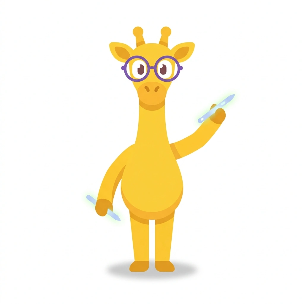 Gigi the Giraffe, the guide who teaches the Working with Generative AI course