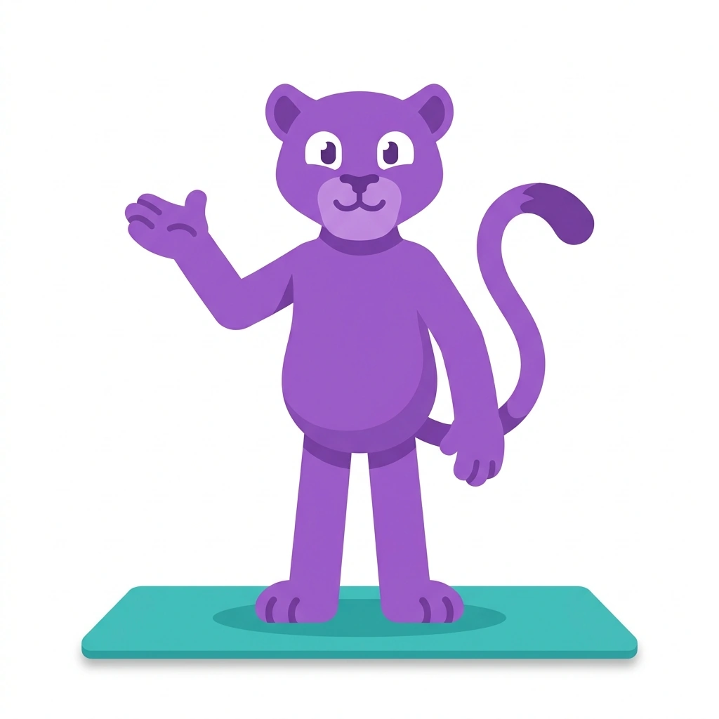 Penny the Panther, the guide who teaches the Anatomy for Pilates Movement course