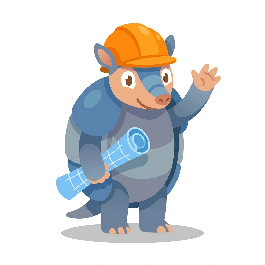 Ampere the Armadillo, the guide who teaches the Residential Electrical Plans course