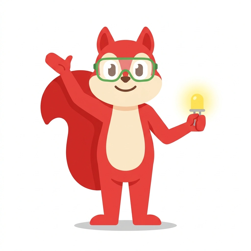 Sparky the Squirrel, the guide who teaches the How Electronics Work course