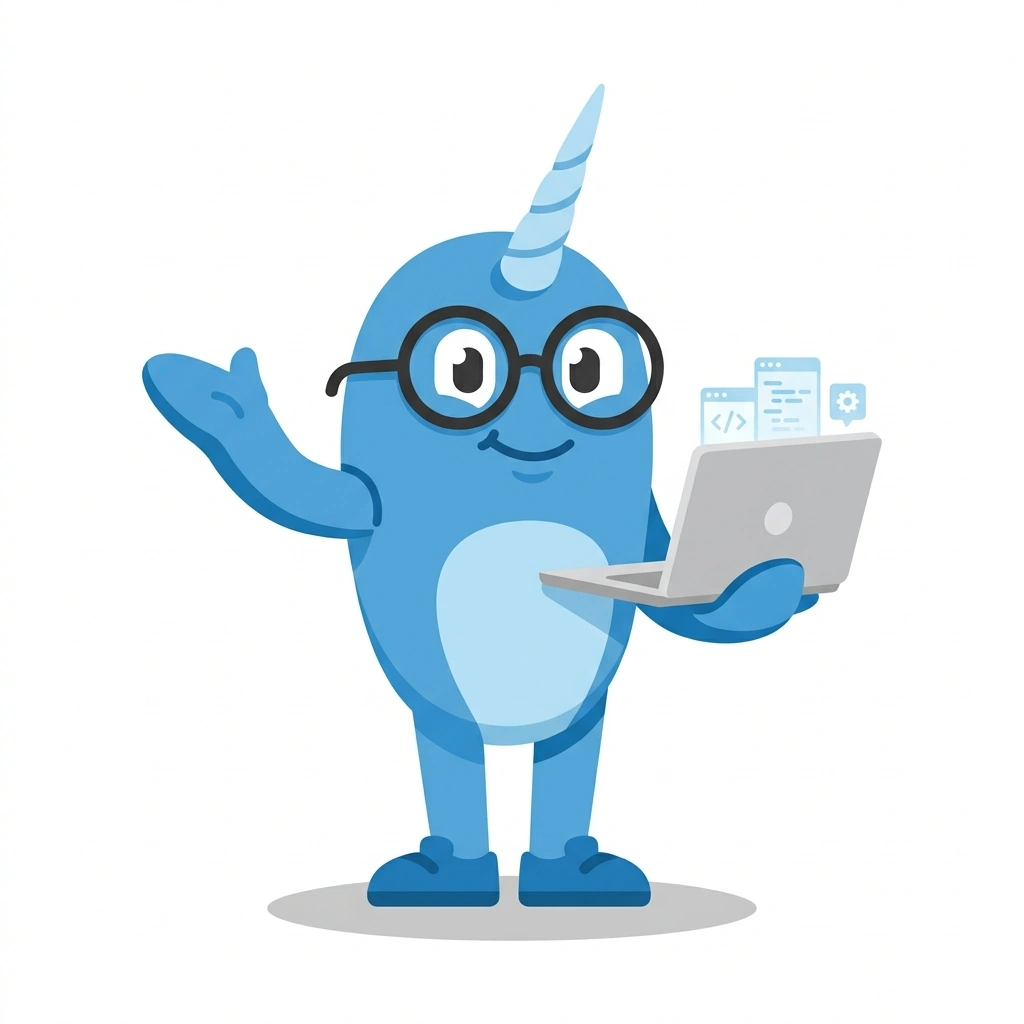 Nico the Narwhal, the guide who teaches the Building with Next.js course