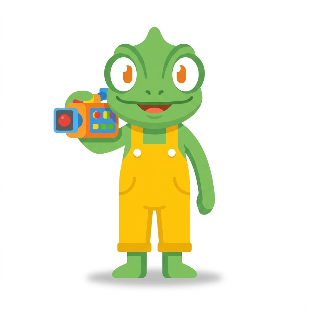 Cammy the Chameleon, the guide who teaches the Camera Essentials for Video Content course