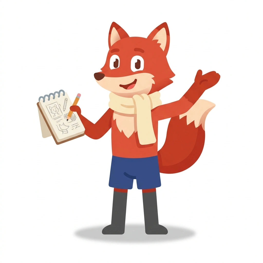 Finley the Fox, the guide who teaches the How Clothes Go Together course