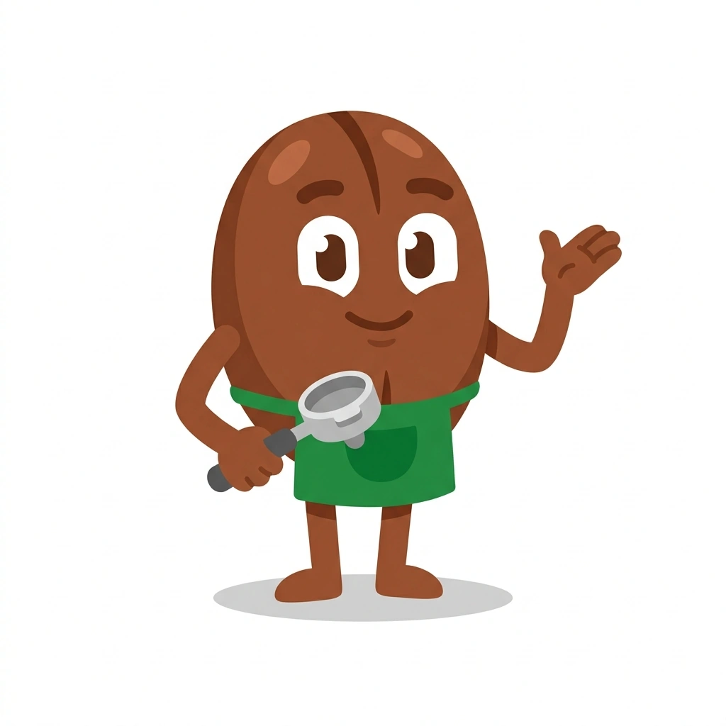 Bennie the Bean, the guide who teaches the Espresso at Home course