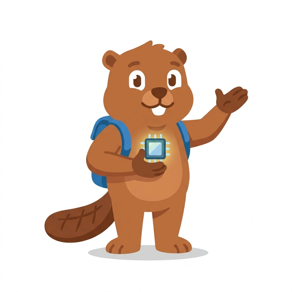 Byte the Beaver, the guide who teaches the Core Computer Science course