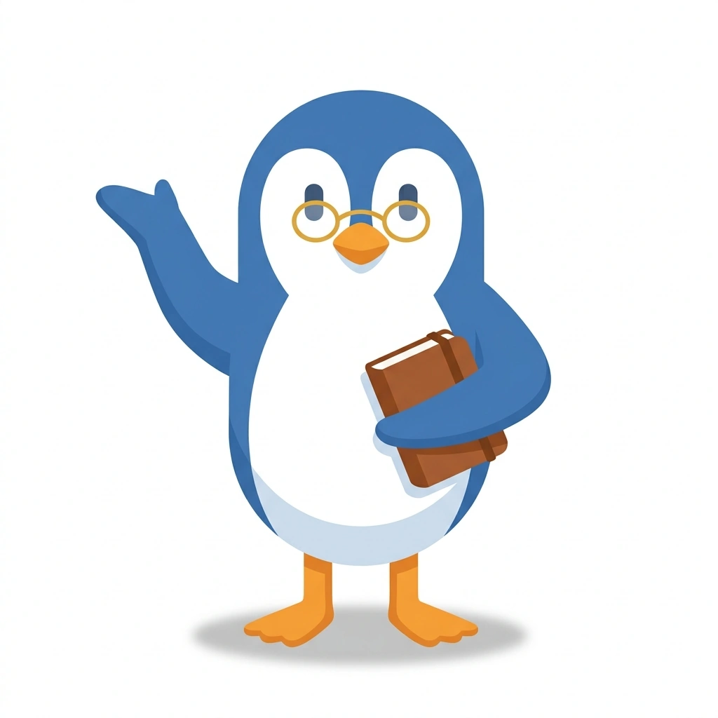 Pippa the Pondering Penguin, the guide who teaches the The Mechanics of Human Psychology course