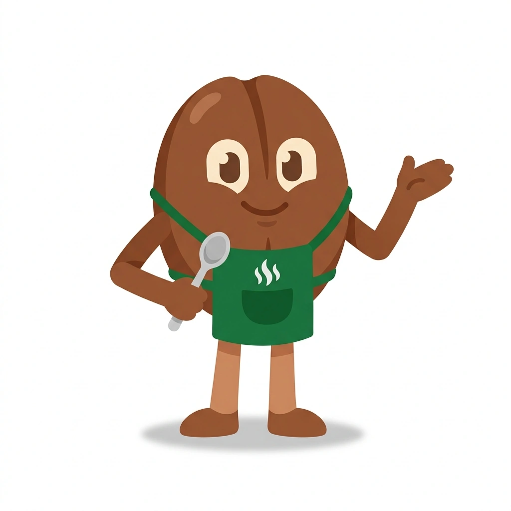 Bennie the Bean, the guide who teaches the How Coffee Gets Its Flavor course