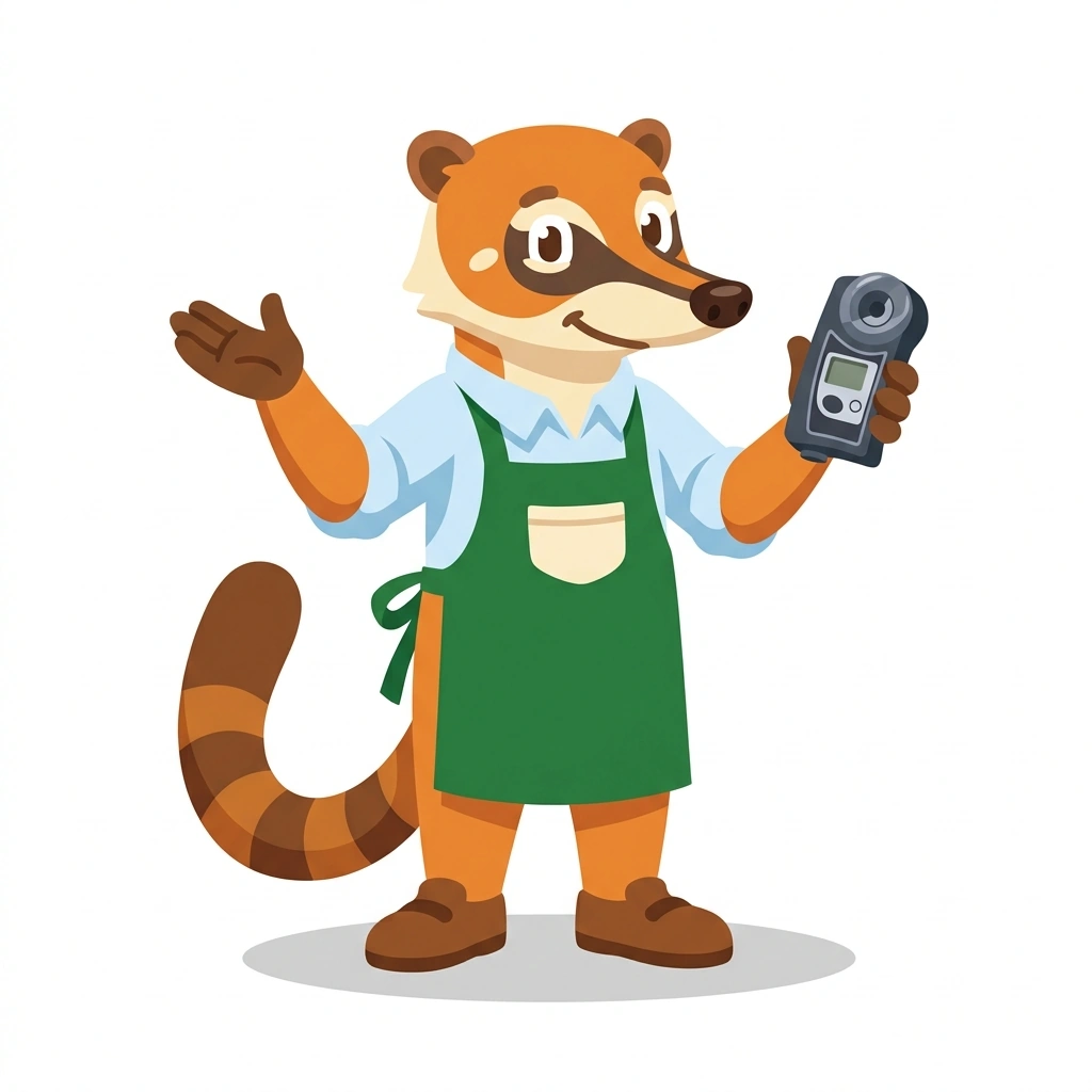 Cuppy the Coati, the guide who teaches the Advanced Coffee Extraction course