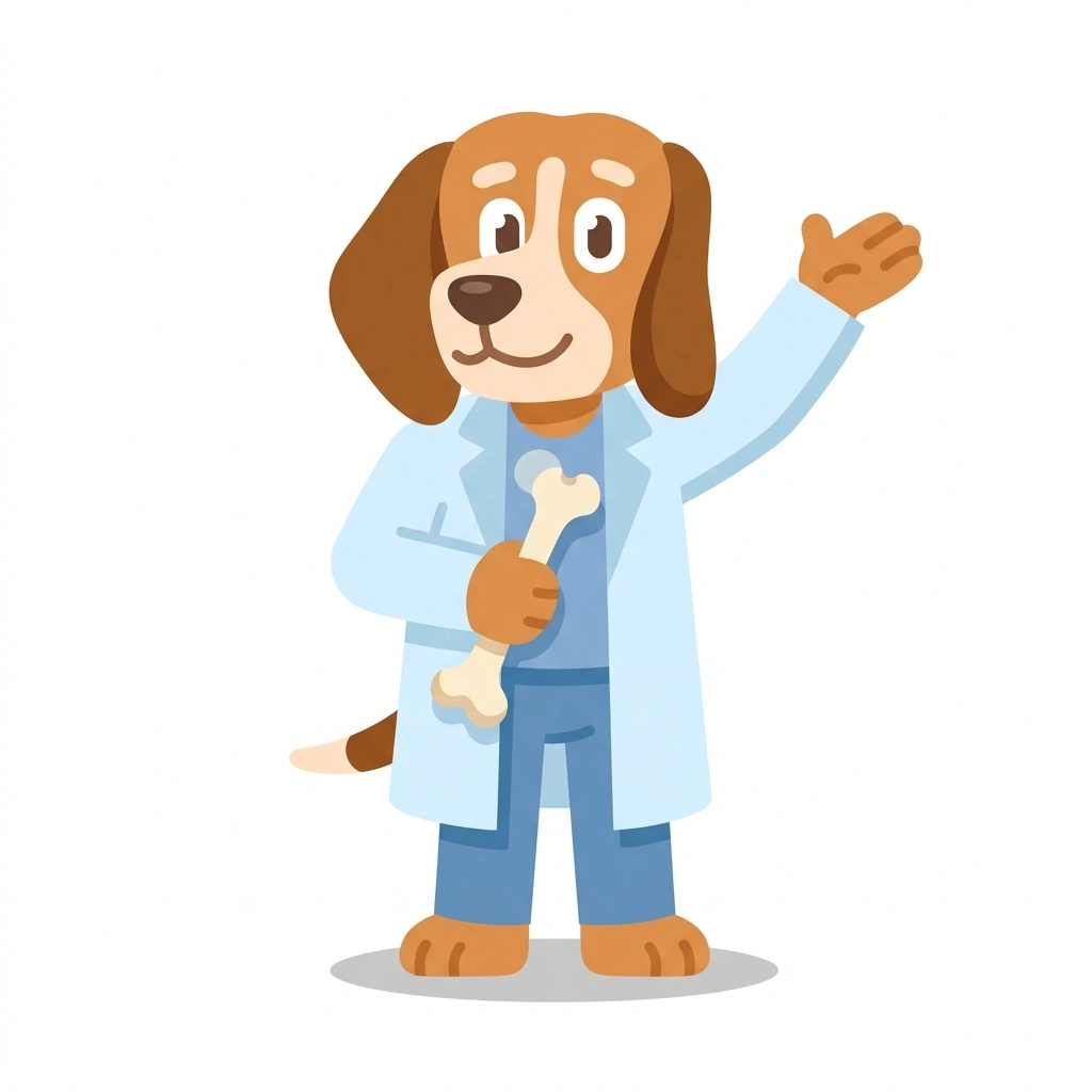 Barnaby the Beagle, the guide who teaches the The Living Skeleton course