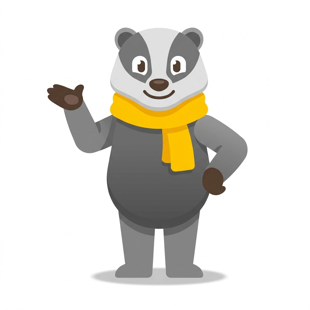 Barnaby the Badger, the guide who teaches the Everyday Self-Confidence course