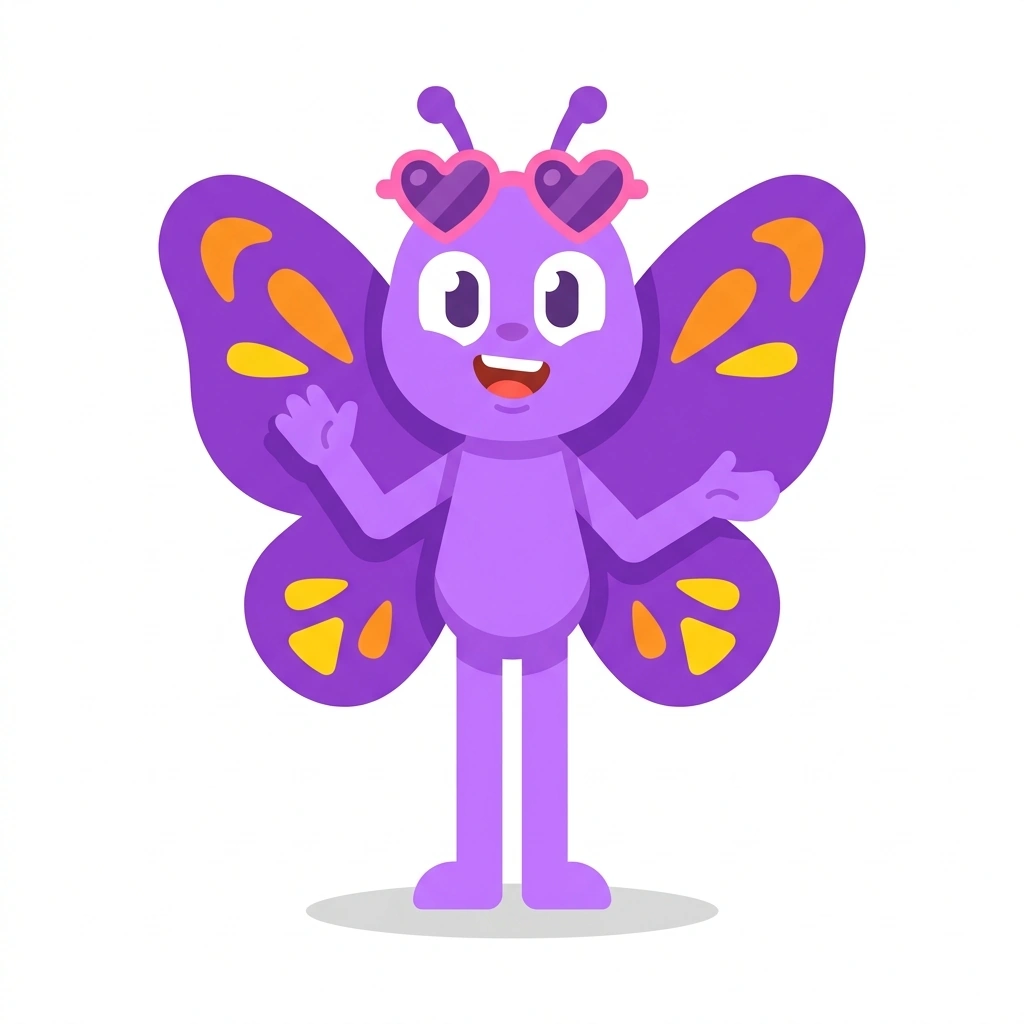 Bella the Butterfly, the guide who teaches the Bacterial Vaginosis: Treatment and Recurrence course