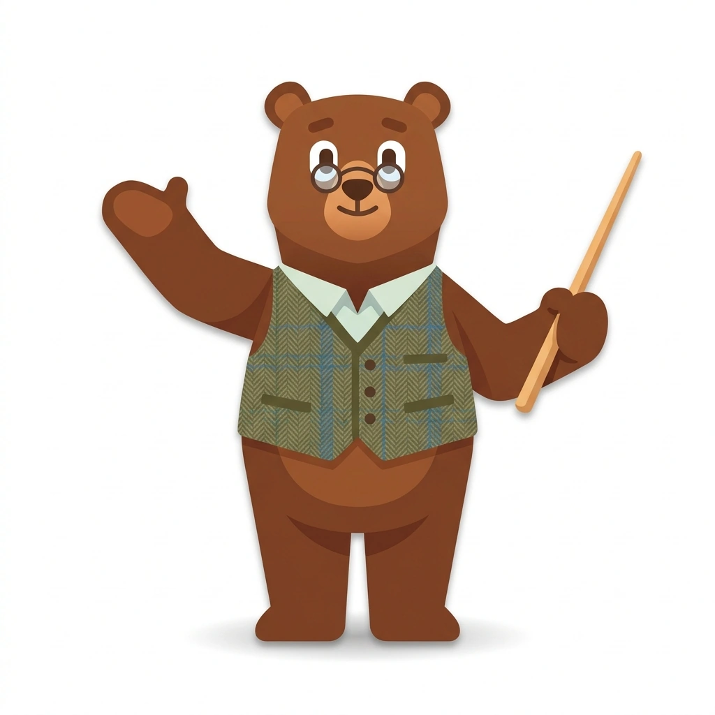 Barnaby the Blender Bear, the guide who teaches the Animation with Blender course