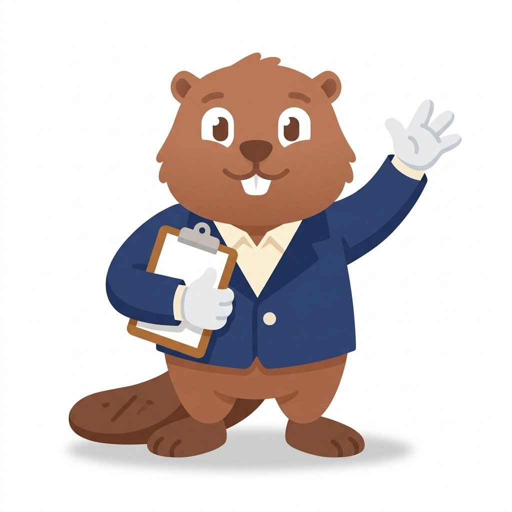 Barnaby the Beaver, the guide who teaches the How Businesses Actually Work course